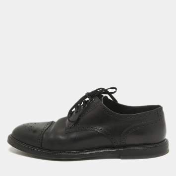 Pre Owned Dolce & Gabbana Black Brogue Leather Lace Up Derby Size 46