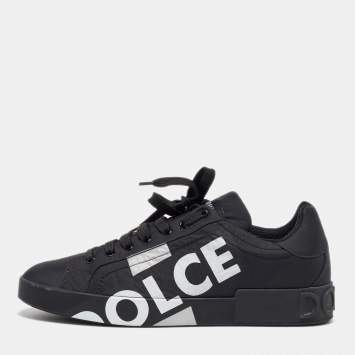 Pre Owned Dolce & Gabbana Black Nylon Portofino Low Top Sneakers Size 43