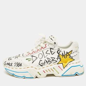 Pre Owned Dolce & Gabbana White Leather Daymaster Sneakers Size 42.5