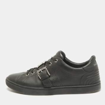 Pre Owned Dolce & Gabbana Black Leather Lace Up Sneakers Size 42