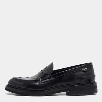 Pre Owned Dolce & Gabbana Black Leather Slip On Loafers Size 40