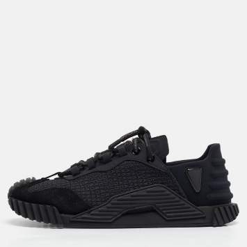 Pre Owned Dolce & Gabbana Black Neoprene and Suede Ns1 Lace Up Sneakers Size 41
