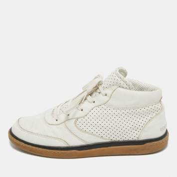 Pre Owned Dolce & Gabbana White Leather Lace Up Sneakers Size  43