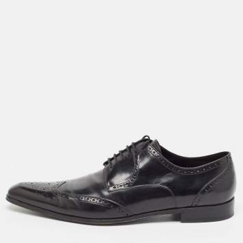 Pre Owned Dolce & Gabbana Black Leather Pointed Toe Derby Size 43.5