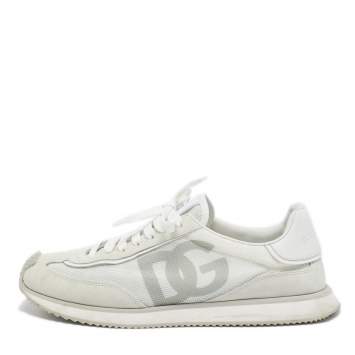 Pre Owned Dolce & Gabbana White/Grey Mesh and Suede DG Cushion Sneakers Size 44