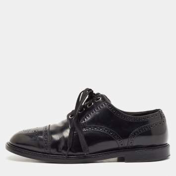 Pre Owned Dolce & Gabbana Black Leather Michelangelo Derby Size 42.5
