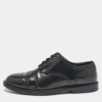 Pre Owned Dolce & Gabbana Black Brogue Leather Michelangelo Lace Up Derby Size 42.5
