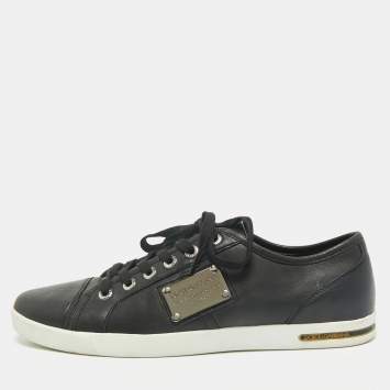 Dolce & Gabbana Black Leather Low Top Sneakers Size 44