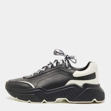 Dolce & Gabbana Black/White Leather Daymaster Low Top Sneakers Size 41
