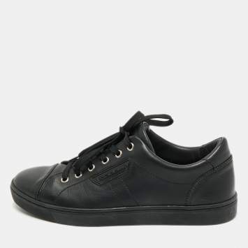 Dolce & Gabbana Black Leather Lace Up Sneakers Size 40