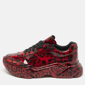 Pre Owned Dolce & Gabbana Black/Red Leather Daymaster Sneakers Size 43