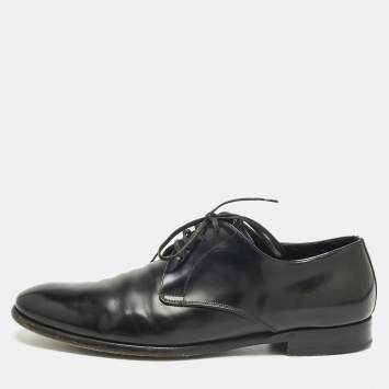 Pre Owned Dolce & Gabbana Black Leather Lace Up Oxfords Size 42
