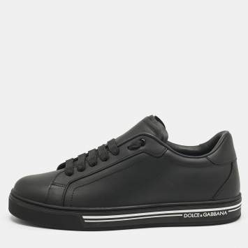 Pre Owned Dolce & Gabbana Black Leather Roma Low Top Sneakers Size 40