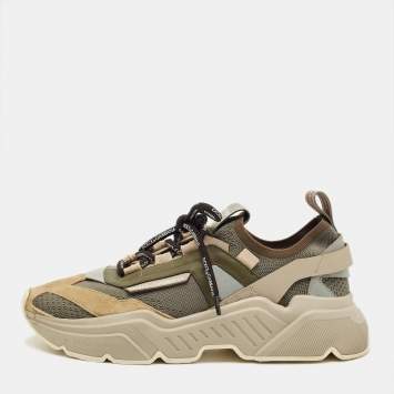 مملوكة مسبقًا حذاء رياضي دولتشي أند غابانا قماش محبوك ملون وجلد سويدي مقاس 41