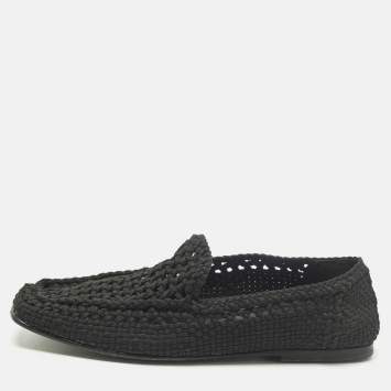مملوكة مسبقًا Dolce & Gabbana Crochet Size 44 Black Woven Fabric Loafers