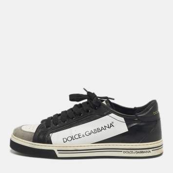 Pre Owned Dolce & Gabbana Size 42 Black Leather Low Top Sneakers