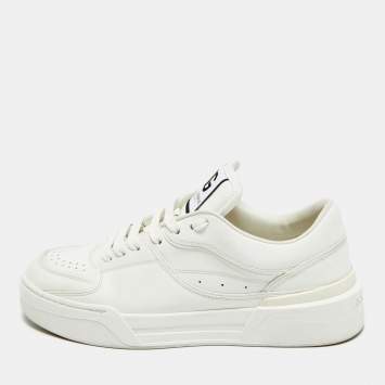 مملوكة مسبقًا Dolce & Gabbana Roma Size 40 White Leather Lace Up Sneakers