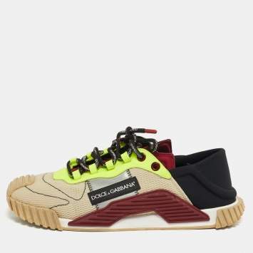 مملوكة مسبقًا Dolce & Gabbana Ns1 Size 44 Multicolor Mesh and Neoprene Lace Up Sneakers