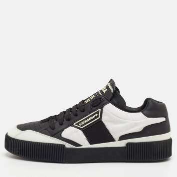 Pre Owned حذاء رياضي دولتشي أند غابانا ميامي جلد و نايلون أسود و أبيض منخفض من أعلى مقاس 42.5