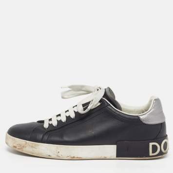 Pre Owned حذاء رياضي دولتشي أند غابانا منخفض رقبة أسود جلد بورتوفينو مقاس 40