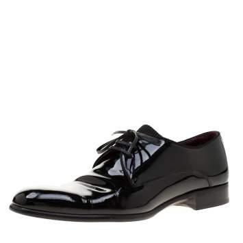 مملوكة مسبقًا Dolce & Gabbana Black Patent Leather Derby Oxford Shoes Size 43