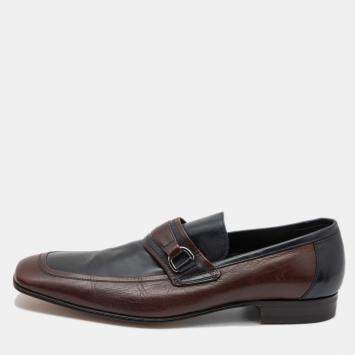Pre Owned Dolce & Gabbana Two Tone Leather Slip On Loafers Size 42.5