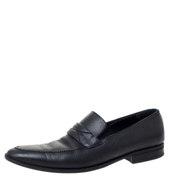 Pre Owned Dolce & Gabbana Black Leather Slip On Loafers Size 43