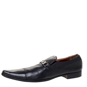Dolce & Gabbana Black Leather Slip On Pointed Toe Loafers Size 44