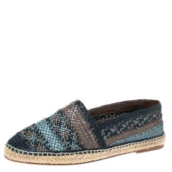 مملوكة مسبقًا Dolce & Gabbana Multicolor Woven Leather Espadrilles Size 43