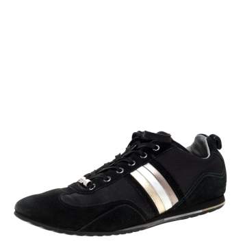 مملوكة مسبقًا Dolce & Gabbana Black Suede and Canvas Lace Up Low Top Sneakers Size 43