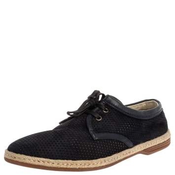 Pre Owned Dolce & Gabbana Blue Suede Leather Espadrille Sneakers Size 41