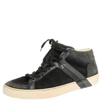 Pre Owned Louis Vuitton Black Suede And Leather High Top Sneakers Size 42