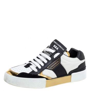 Pre Owned  Dolce & Gabbana Tricolor Leather and Fabric Panelled Miami Trainer Sneakers Size 43