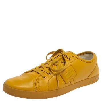 Pre Owned Dolce & Gabbana Yellow Leather Sneakers Size 43