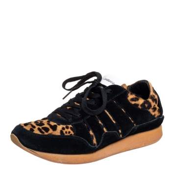 Pre Owned Dolce & Gabbana Multicolor Suede And Calf Hair Low Top Sneakers Size 40