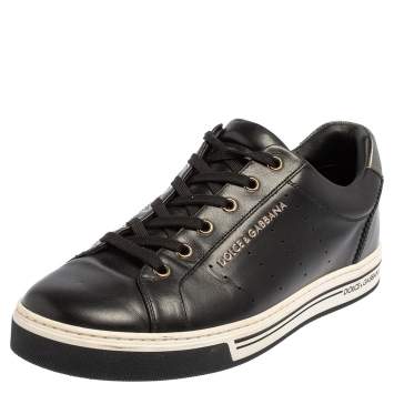 Pre Owned Dolce & Gabbana Black Leather Low Top Sneakers Size 41