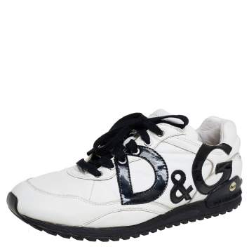Pre Owned Dolce &Gabbana Black/White Leather Low Top Sneakers Size 40
