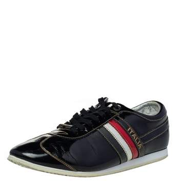 Pre Owned Dolce & Gabbana Black Patent Leather Low Top Sneakers Size 44