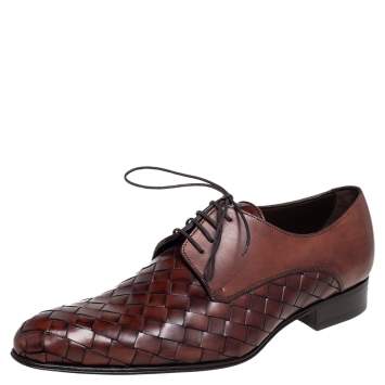 Pre Owned Dolce & Gabbana Brown Woven Leather Lace Derby Size 41