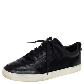 Pre Owned Dolce & Gabbana Black Suede And Leather Low Top Sneakers Size 40.5