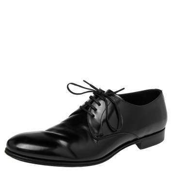 Pre Owned Dolce & Gabbana Black Leather Lace Up Derby Size 45