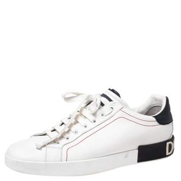 Pre Owned Dolce & Gabbana White Leather Portofino Lace-Up Sneakers Size 45