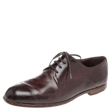 Pre Owned Dolce & Gabbana Burgundy Leather Detail Derby Size 43