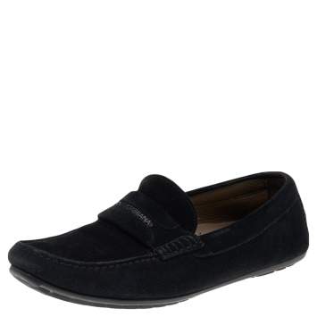 Pre Owned Dolce & Gabbana Black Suede Slip On Loafers Size 40