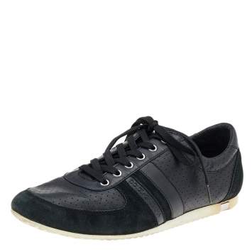 Pre Owned Dolce & Gabbana Black Suede And Leather Low Top Sneakers Size 44
