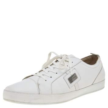 Pre Owned Dolce & Gabbana White Leather Sneakers  Size 45