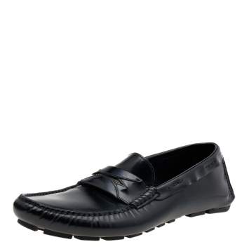 Pre Owned Dolce & Gabbana Black Leather Slip On Loafers Size 40.5