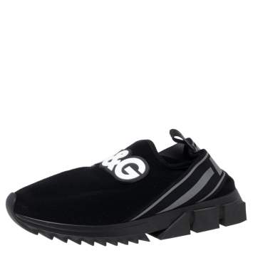 Pre Owned Dolce & Gabbana Black Fabric Sorrento Sneakers  Size 44