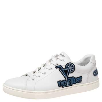 Pre Owned Dolce & Gabbana White Leather Low Top Sneakers Size 43