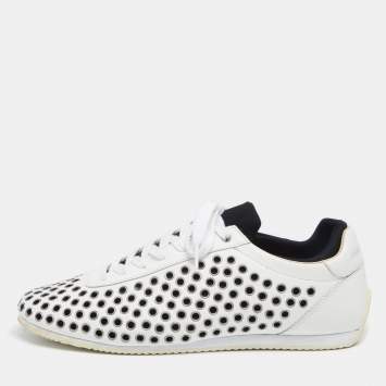 Pre Owned Dolce & Gabbana  White/Black Leather Lace Up Sneakers Size 43